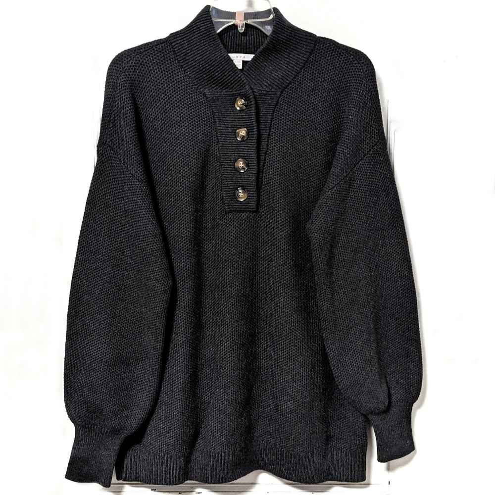Lunya Waffle Henley Cozy Cotton Silk Black XS/S